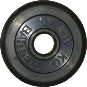 ДИСК "BARBELL" 5 КГ ОБРЕЗИН. ЧЕРНЫЙ диам.26мм, 31мм, 51мм