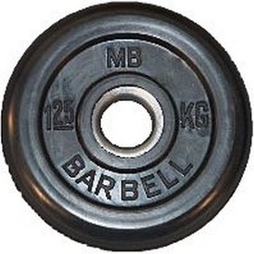 ДИСК "BARBELL" 1.25 КГ ОБРЕЗИН. ЧЕРНЫЙ диам.26мм, 31мм, 51мм