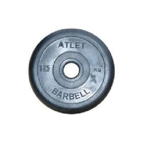 Диск Barbell Atlet, обрезиненный черный d-26mm, 30mm. 50mm 1,25кг